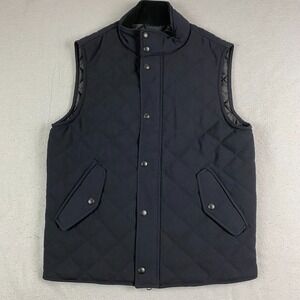 Banana Republic Mens Quilted Vest M Water Repellent Zip snap black pockets